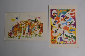 2 Vintage Air France UNICEF Menus Aviation Europe Souvenir UNITOURS 1974 Flying - Picture 1 of 8