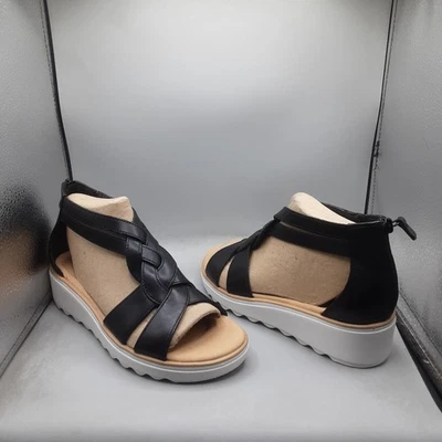 Sandalias Clarks Jillian Bright para mujer 8W cuero negro A38 Foto 1 de 4