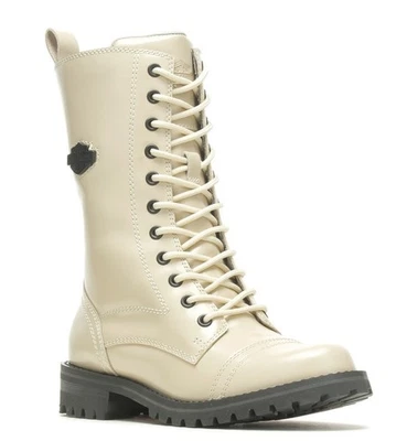 Botas de motocicleta Harley-Davidson Walsen 8" con cordones ~ Mujer 5.5 ~ NUEVAS ~ Beige ~ D87257 Foto 1 de 4