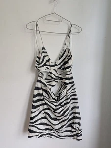 Zara schwarz elfenbein Animal Print ärmellos Cut Away Kleid Größe L neu mit Etikett (T20) - Bild 1 von 10