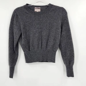 J Crew Cashmere Cropped Fit Sweater Womens Size Medium Charcoal Gray Long Sleeve - Picture 1 of 4