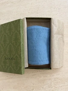 NWT GUCCI Children's GG Wool Jacquard Scarf Blue💝 - Picture 1 of 9