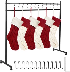 12 Hooks Heavy Duty Christmas Stocking Holder Stand Freestanding Rack Black - Picture 1 of 12