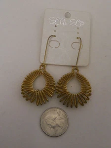 LIN LI Ladies Earrings Gold Tones Fashion Drop Dangle Round Coils Threader - Picture 1 of 12