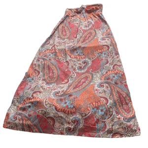 6 Degrees Halter Maxi Dress Psychedelic 60s Bohemian Print Orange Multicolor Med - Picture 1 of 9