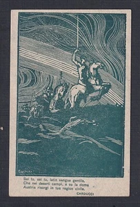 ITALY 1918 'CARDUCCI' ARTISTIC LITHOGRAPH & POEM POSTCARD UNUSED - Picture 1 of 2