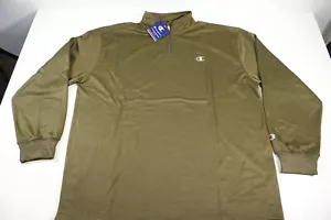 Champion 1/4 Zip Sweatshirt Men's Sz 2XL Olive Green Pullover Fleece Lined - Picture 1 of 7