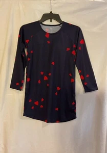 Gap Girls Size 8 Navy Blue Red Heart Long Sleeve Nightgown Valentine's NWT - Picture 1 of 6