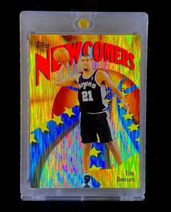 TIM DUNCAN RARE HYPER GOLD REFRACTOR Holo Topps Chrome - SPURS - Picture 1 of 6