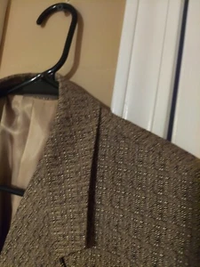 JHANE BARNES 44 Reg Blazer Sport Coat Excellent Black Tannish Gold 3 Button - Picture 1 of 7