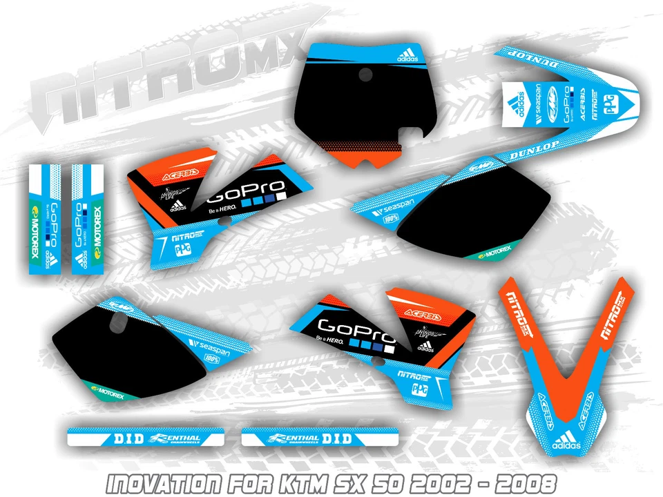 Kit gráfico NitroMX para KTM SX 50 SX50 2002 2003 2004 2005 2006 2007 2008 calcomanías Foto 1 de 1