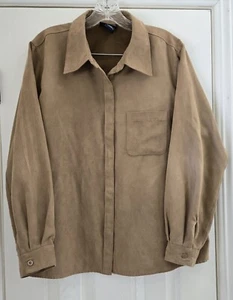 Camisa De Colección Venezia Jeans Co Mujer 14/16 Beige Imitación Gamuza Chaqueta L/S Abotonada - Imagen 1 de 11