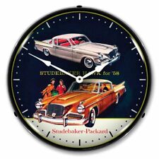 1958 Studebaker Hawk LED Clock Garage Oil Car Man Cave Lighted Nostalgic