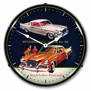 1958 Studebaker Hawk LED Clock Garage Oil Car Man Cave Lighted Nostalgic - Picture 1 of 2