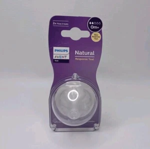 Philips Avent Natural Response Nipple 0 m + Baby Bottle Nipples 2 Pack New - Picture 1 of 6