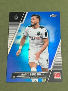 2021-22 Topps Chrome Bundesliga Ramy Bensebaini 067/150 Blue Refractor #79 & Ref