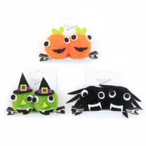 Girls 2 pack Cute Halloween Characterhair Clips witch ,pumpkin,spider,UK - Picture 1 of 5
