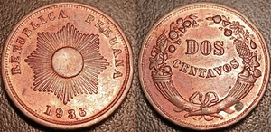 Peru - Republic - 2 Centavos 1936 Extremely fine / Spl ! Km# 212.1 - Picture 1 of 1