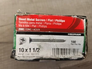 Hillman 80212 10X1-1/2 SHT Metal Screw, 1.5 inches, Zinc, 100 Pcs - Picture 1 of 1