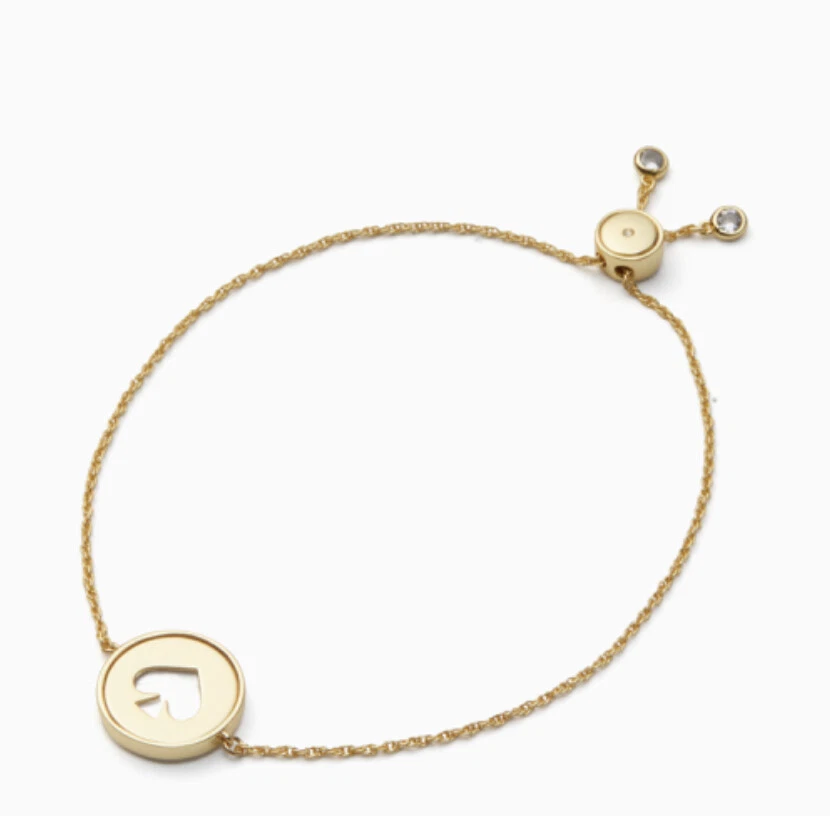 NWT Kate Spade Signature Spade Slider Bracelet O0RU2923 Gold Tone & Cream Multi - Image 1 of 1