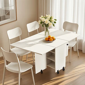 Folding Dining Table Drop Leaf Expandable Wooden Kitchen Table 4-6 person White - Picture 1 of 6