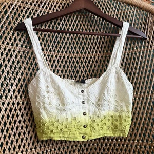 Topshop Festival Ombré Cream Green Broderie Anglaise Button Cami Bralette - Picture 1 of 5