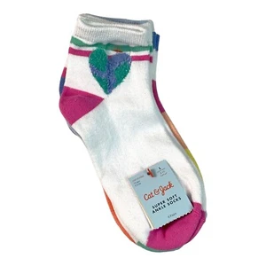 Cat & Jack - Girls Hearts Super Soft Ankle Socks 6-Pack - Large 3-10 - Picture 1 of 8