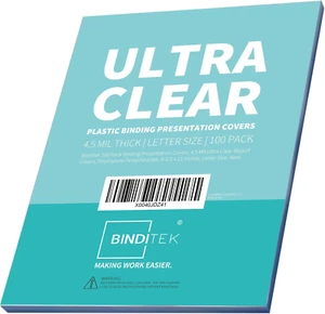 100 Pack 4.5 Mil Binding Presentation Covers, Ultra Clear, 8.5 x 11 Inches, Lett - Picture 1 of 9