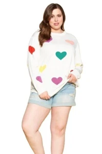 SaLE!! Neu mit Etikett Boutique Designer Plus/Reg Regenbogen Herz Pullover S M L XL 1X 2X 3X 4X - Bild 1 von 9