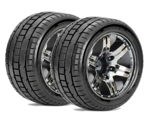 Roapex Reifen 1/10 Stadium Truck montiert 0 offset Chrome Schwarz Felgen 12mm .. - Bild 1 von 1