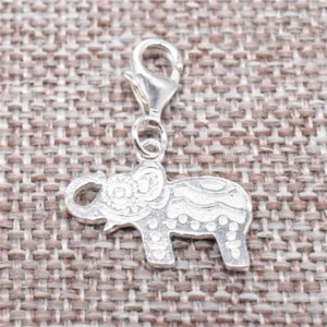 Dije colgante de elefante de plata de ley 925 con cierre de langosta para pulsera - Imagen 1 de 5