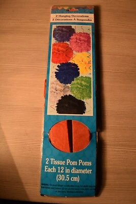 Celebration Colorful Tissue Pom Poms 12" Red Hanging Decorations 2-pack - Image 1 of 2