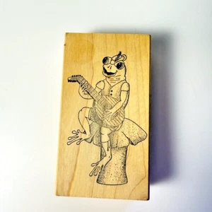Frog Playing Banjo~Music~Humor~Rubber Stamp~2.5" X4.5"~Peddler's Pack Stampworks - Picture 1 of 7