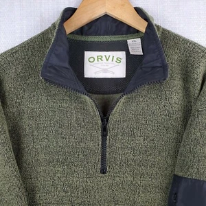 ORVIS Size 2XL Mens Half Zip Army Green Fleece Pullover Jacket Fleece Lined XXL - Picture 1 of 12