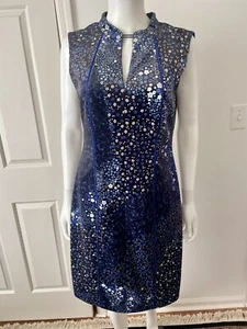 New Elie Tahari Arabella Women's Black Velvet / Blue & White Floral Dress Sz 8 - Picture 1 of 15