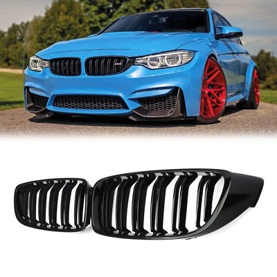 Front Kidney Grill For BMW M4 2014-17 F32 F33 F36 F80 420i 428i 435i Gloss Black - Image 1 of 4