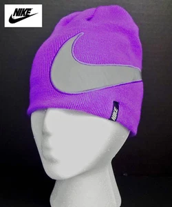 NWT NIKE Girls Purple Beanie/ Winter Hat with Silver Logo(Size 4/6X) NEW - Picture 1 of 3