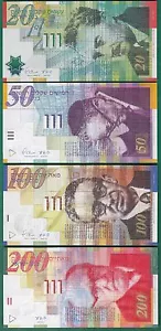 Israel Satz 20 50 100 200 P 60c 61b 62d 64 UNC 2002 2007 2008 2010 - Bild 1 von 2