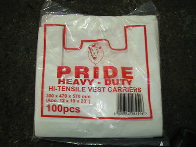 100x Vest Carrier Bag 24  (22 Mic) PLASTIC BAGS TAKEAWAY FOOD CHIPPY (1404/10) • 8.38£