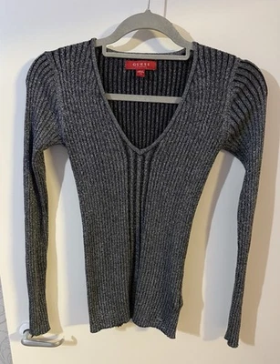 Guess Long-Sleeve Ribbed Metallic Fibre Jumper Size XS - Image 1 of 4