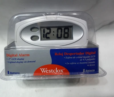 Reloj despertador digital Westclox Omni blanco funciona con pilas pantalla LCD de 0,5" Foto 1 de 4