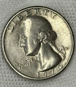 1974 Filled in D Mint Mark Circulated Quarter Dollar - Picture 1 of 4