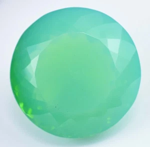 Natural Oceanside Green Opal 46.55 Ct Round Cut Unheated AGL Certified Gemstone - Picture 1 of 6