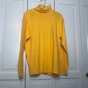 Calvin Klein Sport Womens Turtleneck with Emblem 100% Cotton Medium Yellow - Picture 1 of 9