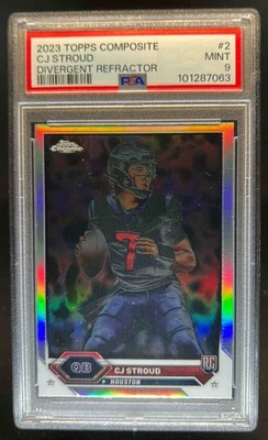 2023 Topps Composite CJ Stroud Chrome RC Divergent Refractor #2 Texans PSA 9 - Image 1 of 2