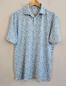 Rhoback Blue Floral Hydrangea Performance Golf Polo Shirt Men's Size Medium - Picture 1 of 8