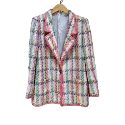 Chaqueta Blazer Vintage Ungaro Paparelle Couture Años 90 Tweed Pastel Para Mujer Talla 12 Foto 1 de 4