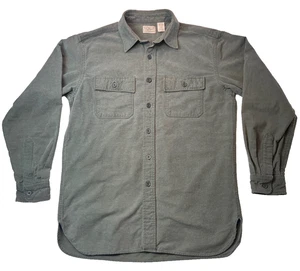 LL Bean Chamois Shirt Mens Medium Green Long Sleeve Button Up Casual Outdoor - Picture 1 of 10