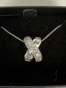 925 X Shaped 15" Cubic Zirconia by ABSOLUTE Necklace - Picture 1 of 10