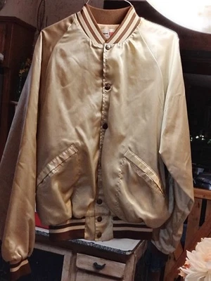 Chaqueta Bomber Vintage Años 80 King Louie Pro Fit Satinado Hecha en EE. UU. Talla Forrado en L Foto 1 de 4